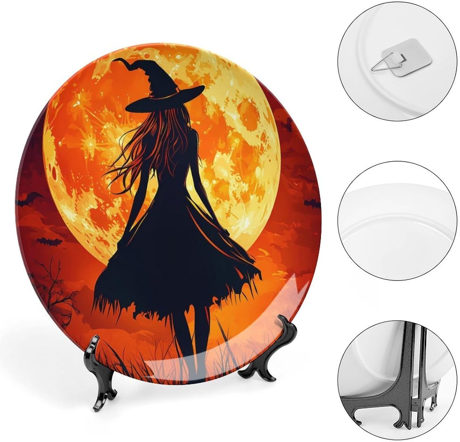 Witch in Moon Bone China Decorative Porcelain Plates Dinnerware Ornaments
