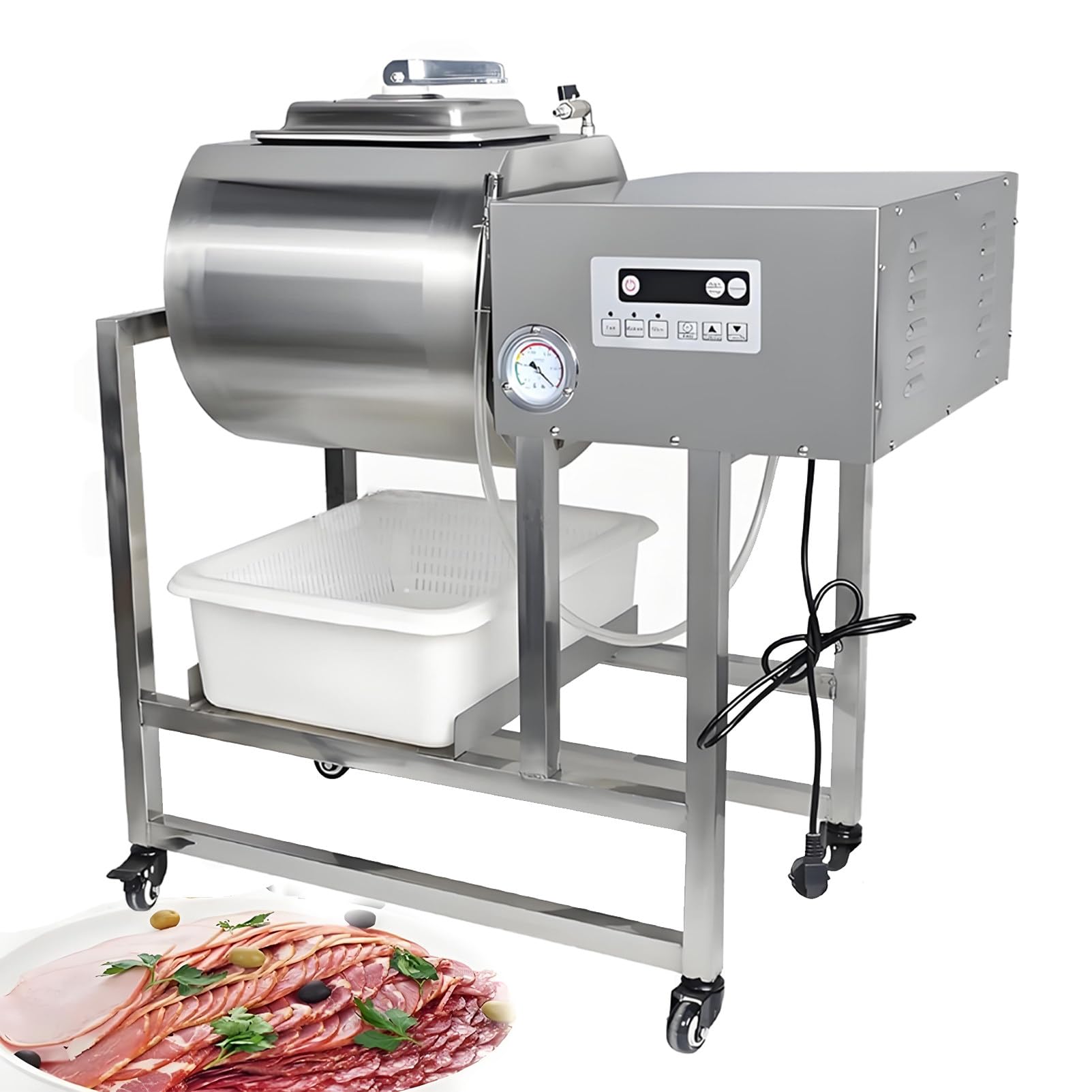 DNEPEI Professional 18L/45L Vacuum Tumbling Machine, Automatic Marinator for Meat and Vegetables with 3 Working Modes, Perfect for Burgers, Kebabs, and Meal Prep 45L/90LB-Vacuum