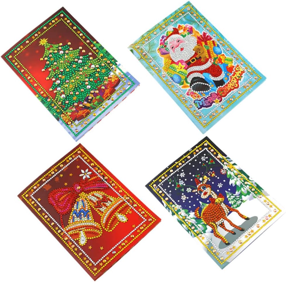 Didiseaon 4pcs Painting Christmas Cards Diamond 5D DIY