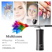 Vista 8 de Kit de aerógrafo Kit de cepillo de aire con compresor de aire, dijes de uñas, cepillo de aire inalámbrico para peluquería, arte de uñas, decoración