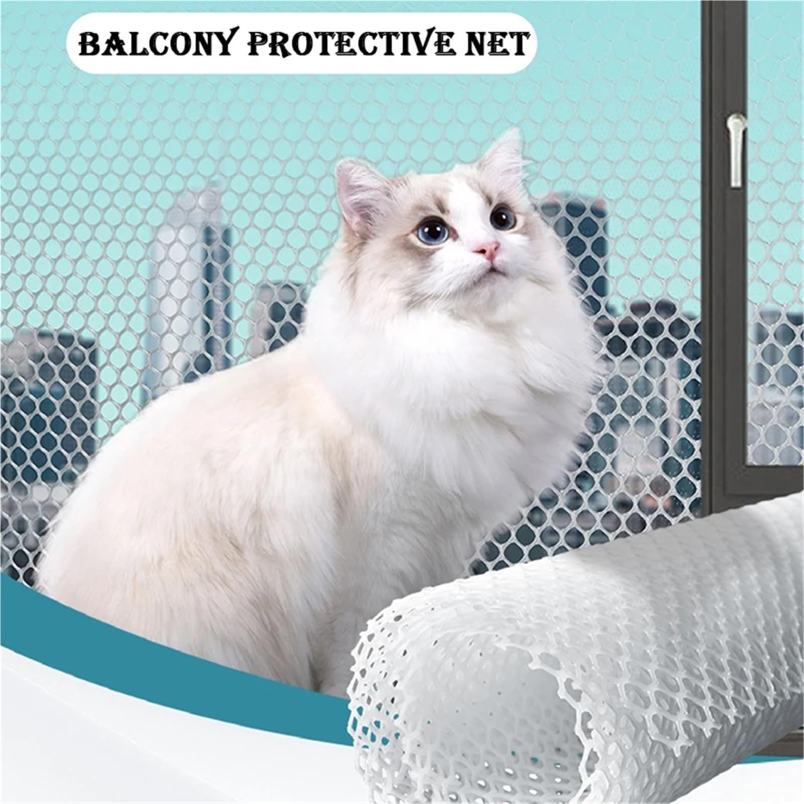 Rete di sicurezza per gatti da balcone, 1 m, rete anti-caduta per giardino, finestra e irs, rete di protezione per bambini, spessore 5 mm, 1 x 4 m, bianca e sicura