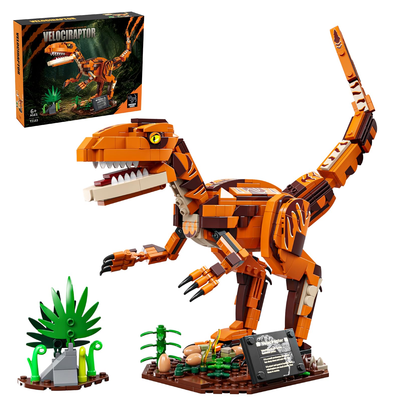 Velociraptor Dinosaur Building Blocks Set for Boys Age 6-12