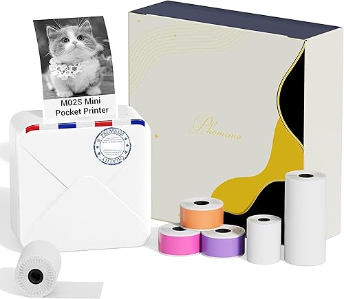 Ponek Mini impresora térmica sin tinta, impresora térmica M02S Bluetooth de notas adhesivas inalámbrica para fotos, notas, diario, lista de trabajo,