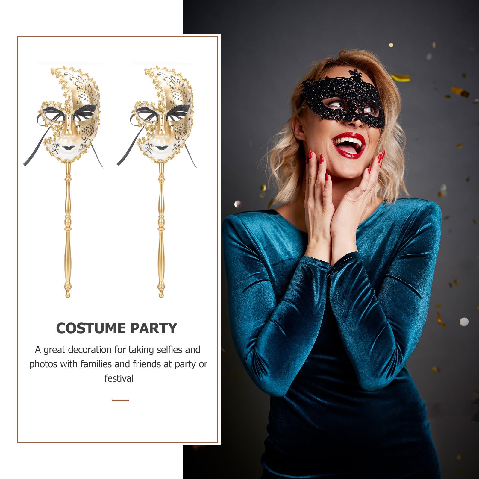 Uonlytech 4 Piezas Máscara Veneciana Negra de Plástico para Fiesta de Mascarada, Fácil de Llevar y Estilo Sencillo, Adecuado para Fiestas y Actuaciones en Escenario