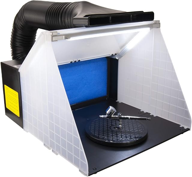 HaoSheng NEW Black Model - Portable airbrush spray booth & extractor E420 DCLK Extraction Hose & LED LIGHTS