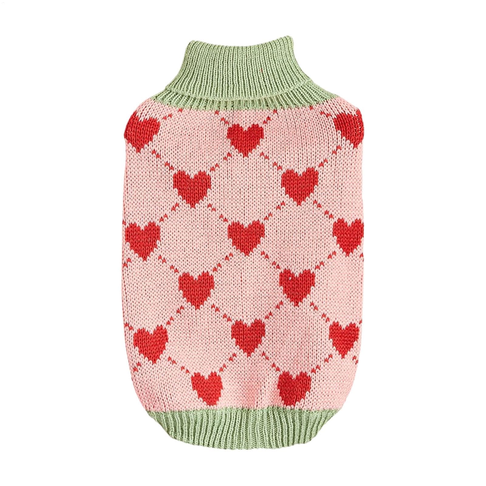 Dog Jumper, Dog Knitted Jumper, Dog Coat, Turtleneck Jumper, Cat Jumper, Dog Clothes, Puppy Jumper, Heart Knit Jumper for Cold Weather