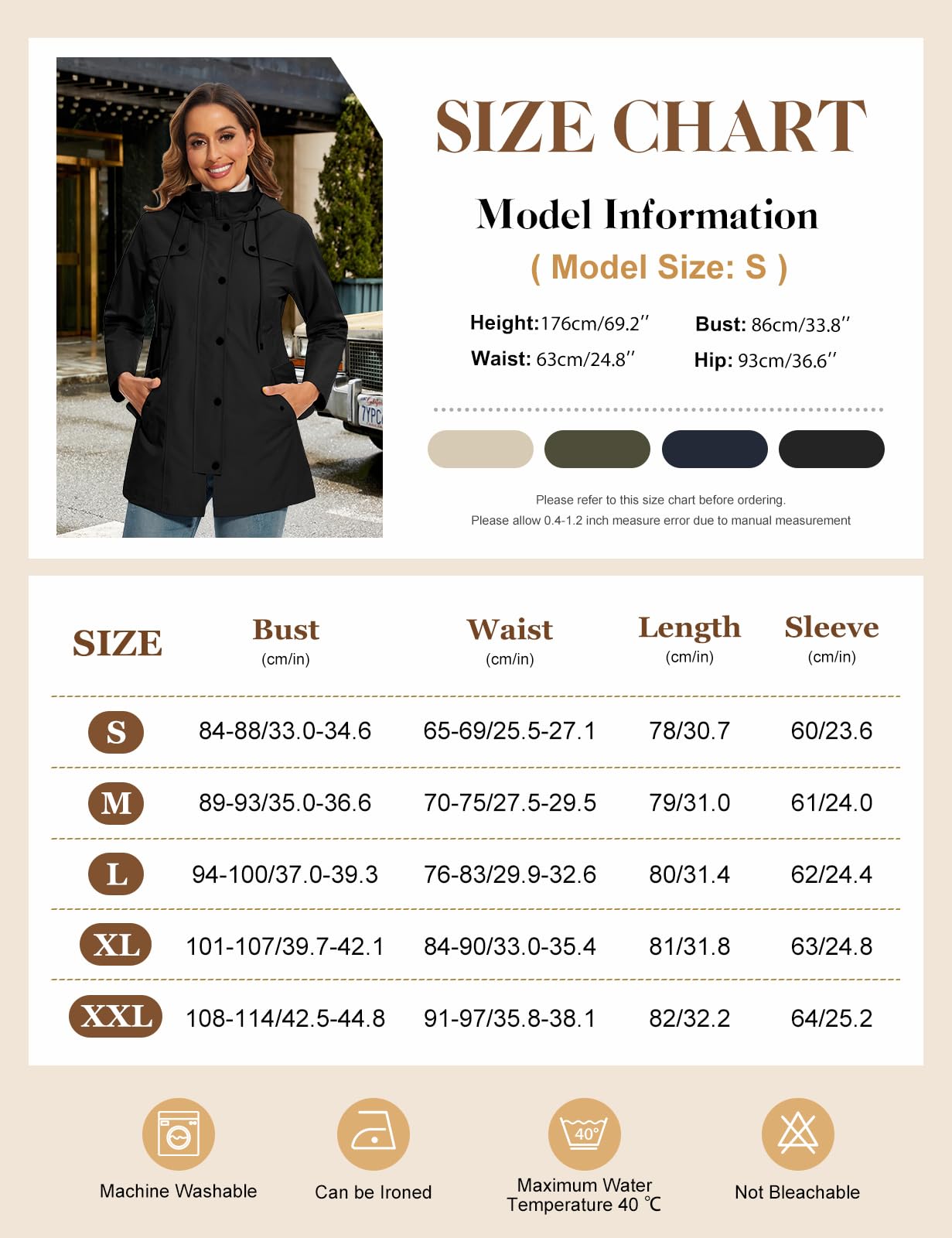 UMIPUBO Imperméables Vestes pour Femme Longue Manteau à Capuche Imperméable Coupe-Vent Zip Poncho d'Extérieur Coupe Vent Veste de Pluie Printemps Automne
