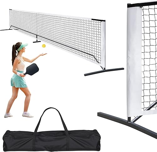 F2C Portable 22FT Pickleball Net Set Regulation Size Soccer Tennis Net with Court Markers,Game Set System with Metal Frame Stand and Carrying Bag