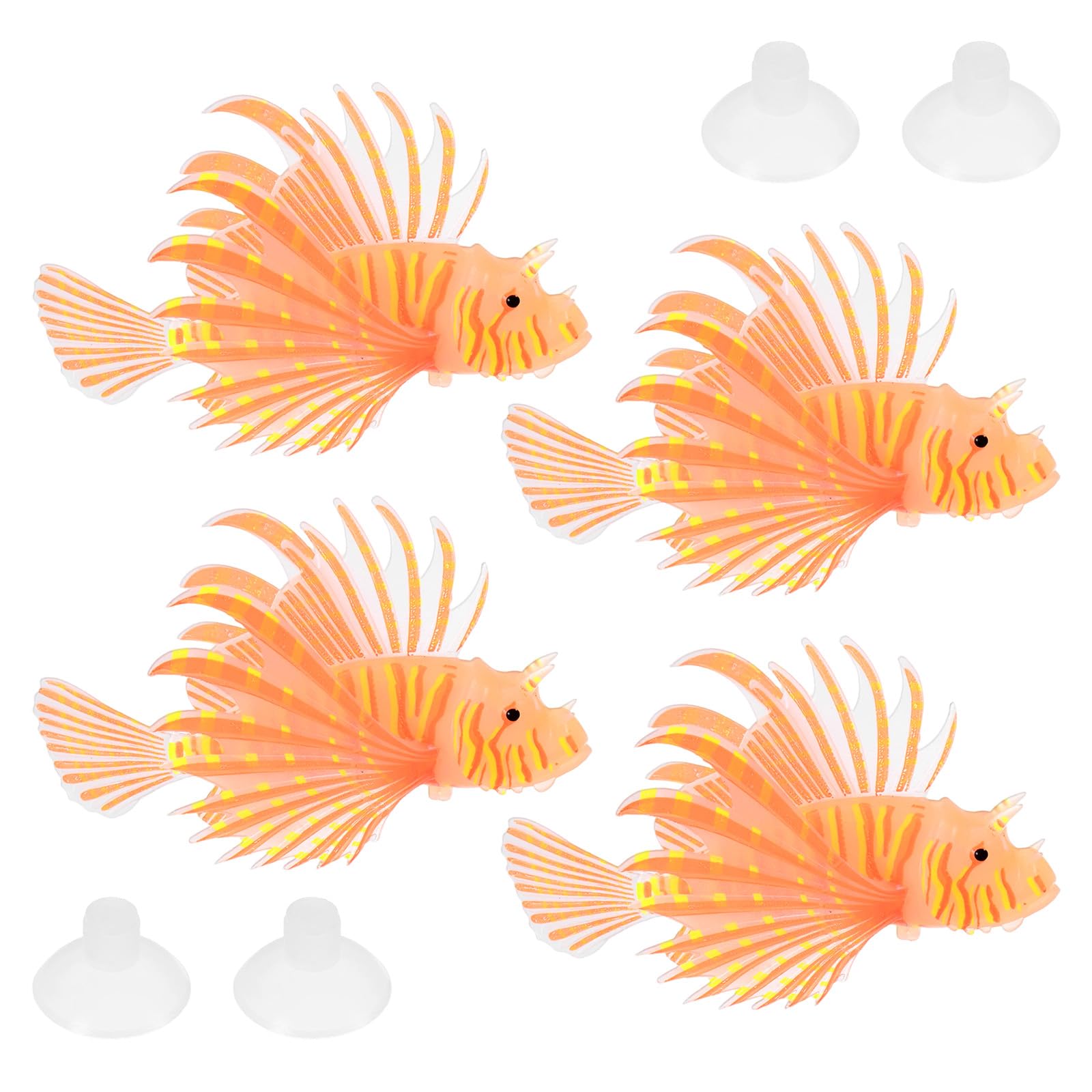 M METERXITY 4-Pack Artificial Glowing Lion Fish 4.53"x2.95", Orange