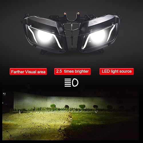Miniatura 7 de KT Conjunto de faros delanteros LED para CBR600RR 2013-2022 Blue Demon Eyes de fibra óptica blanca modificada personalizada motocicleta Sportbike