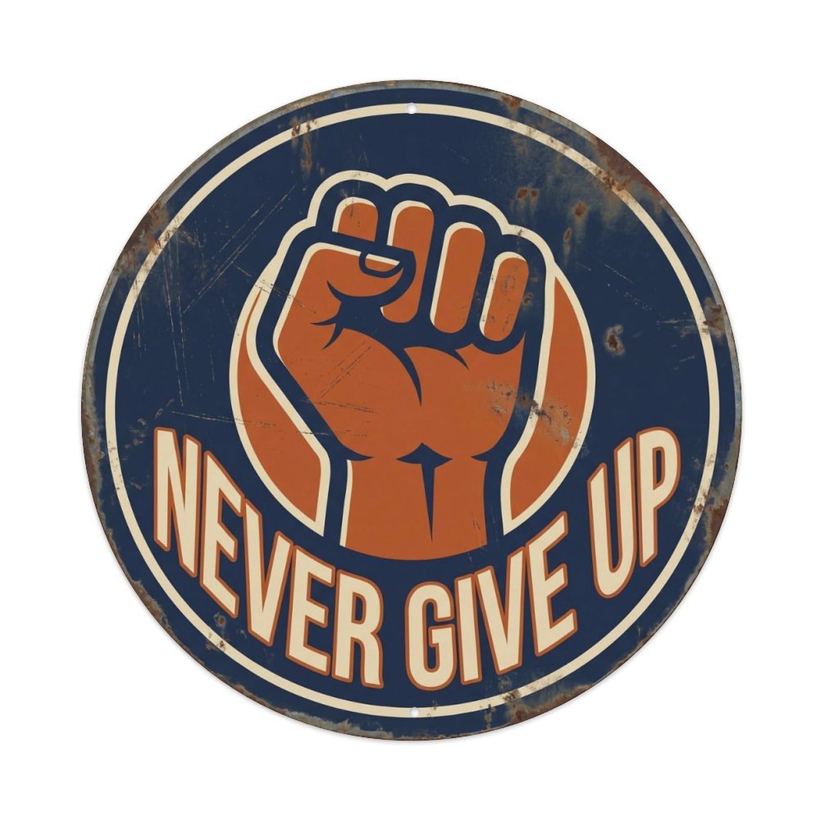 Never Give Up Vintage Hanging Accessory Retro Slogans Vintage Metal Tin Sign Plaque Wall Decor for Cafe, Club Bar, Office, Garden Metal Poster 8x8Inch