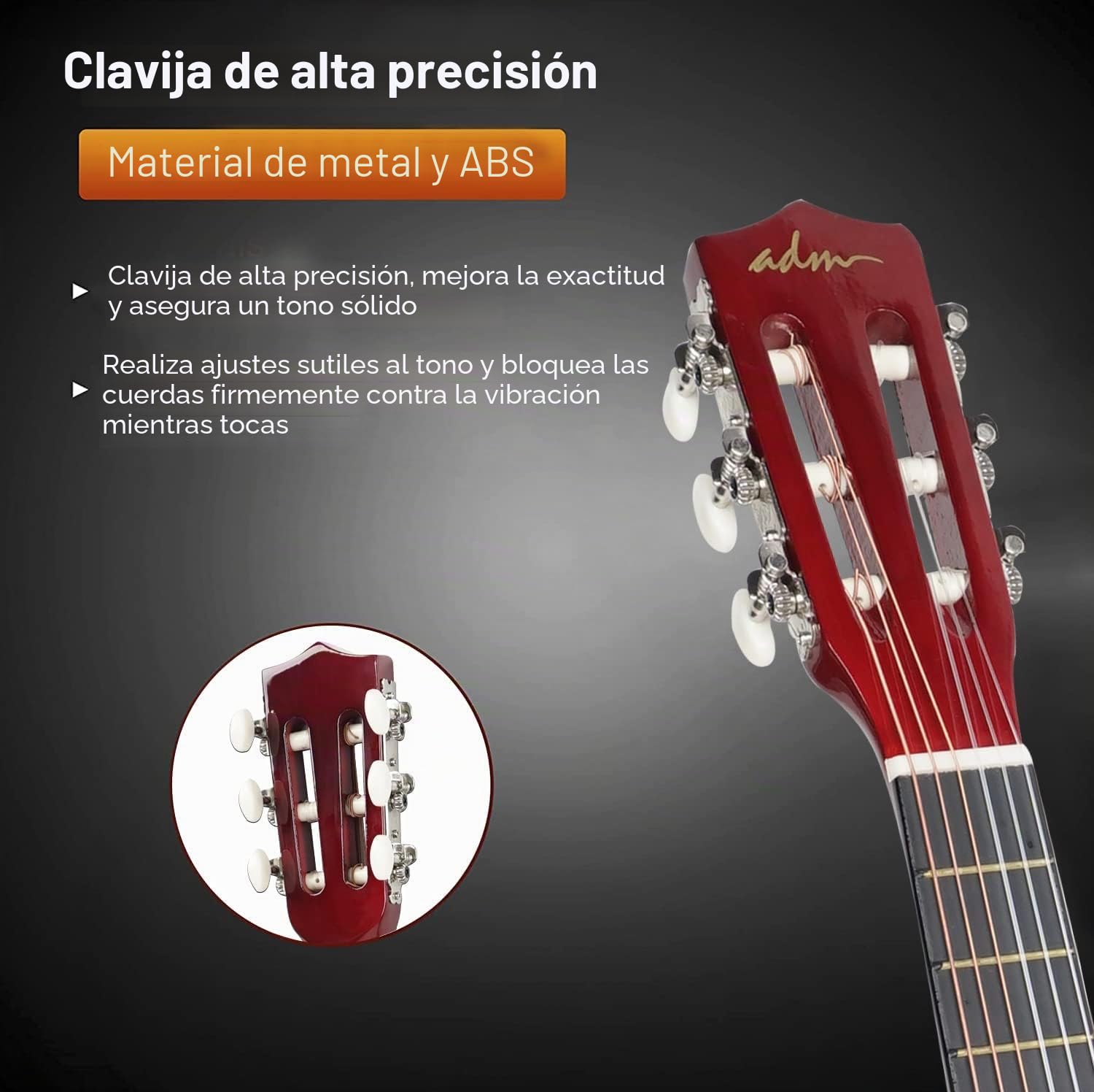 ADM Guitarra Infantil 1/4 Guitarra Clásica para Principiantes Niños con Afinador de Clip, Bolsa, Correa, Cuerdas Adicionales y Púas, Sunburst