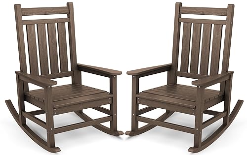 Oversized Outdoor Rocking Chair Set of 2, HDPE Rocker for