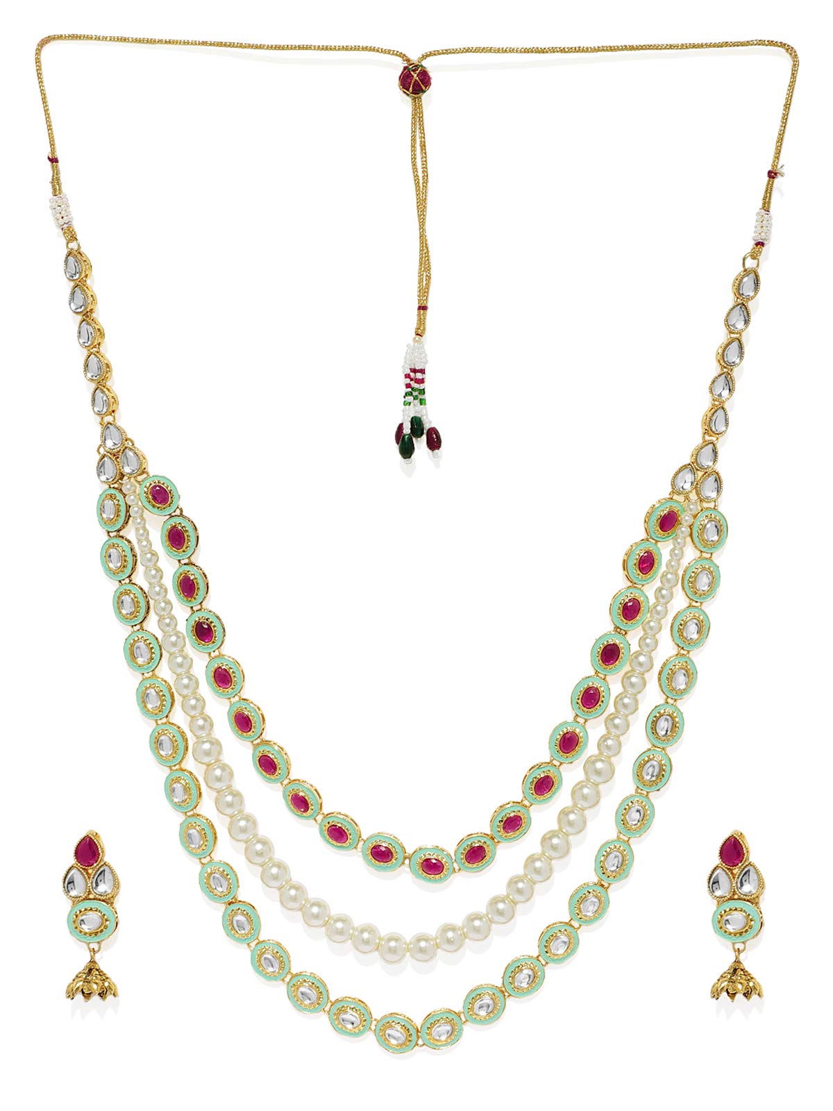 ZAVERI PEARLS Jewellery Set For Women (Golden) (Zpfk7849)
