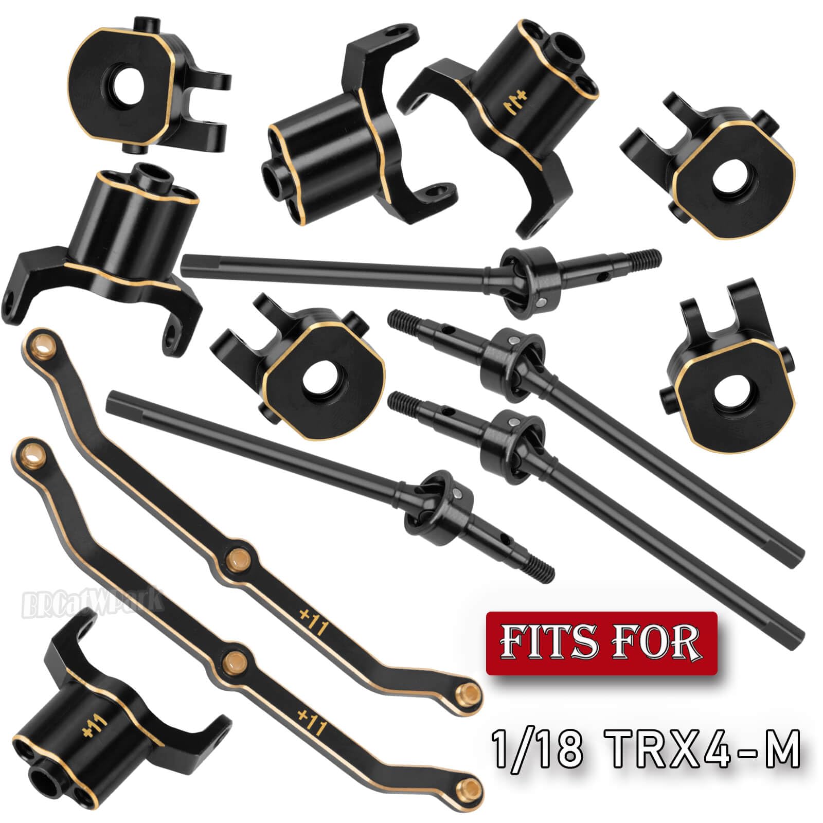 RC Brass Axle widening (+11mm Wider on Each Side) Upgrades Part for 1/18 TRX4M,2 Front Axle,for 4wd (Front & Rear+11mm Wider on Each Side),BRCatWPark RC Brass Axle widening