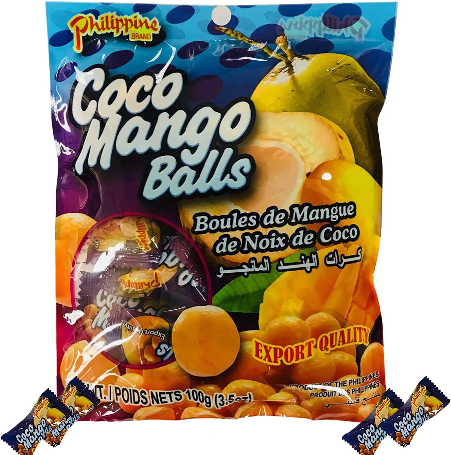 Philippine Brand Coco Mango Balls, Coconut and Mango, 3.5 Ounce