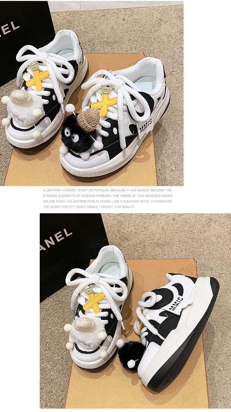 Loizziuy Cute Skateboard-Inspired Casual Sneakers Retro for Women Girl for Summer Travel & Everyday Wear Gift (US 6,White,6)