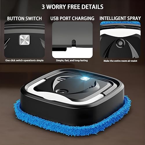 Miniatura 4 de Trapeador robot automático, doble uso de seco y húmedo, función de pulverización, máquina de trapeador inteligente recargable de bajo ruido,