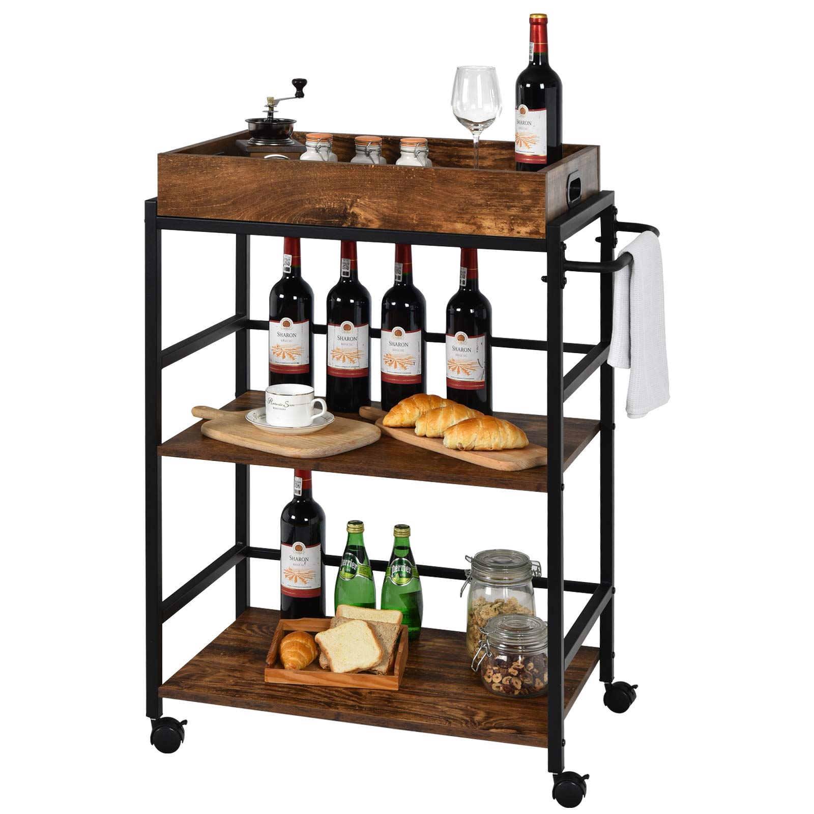 Buy TANGZON 3 Tier Kitchen Serving Trolley with Removable Tray