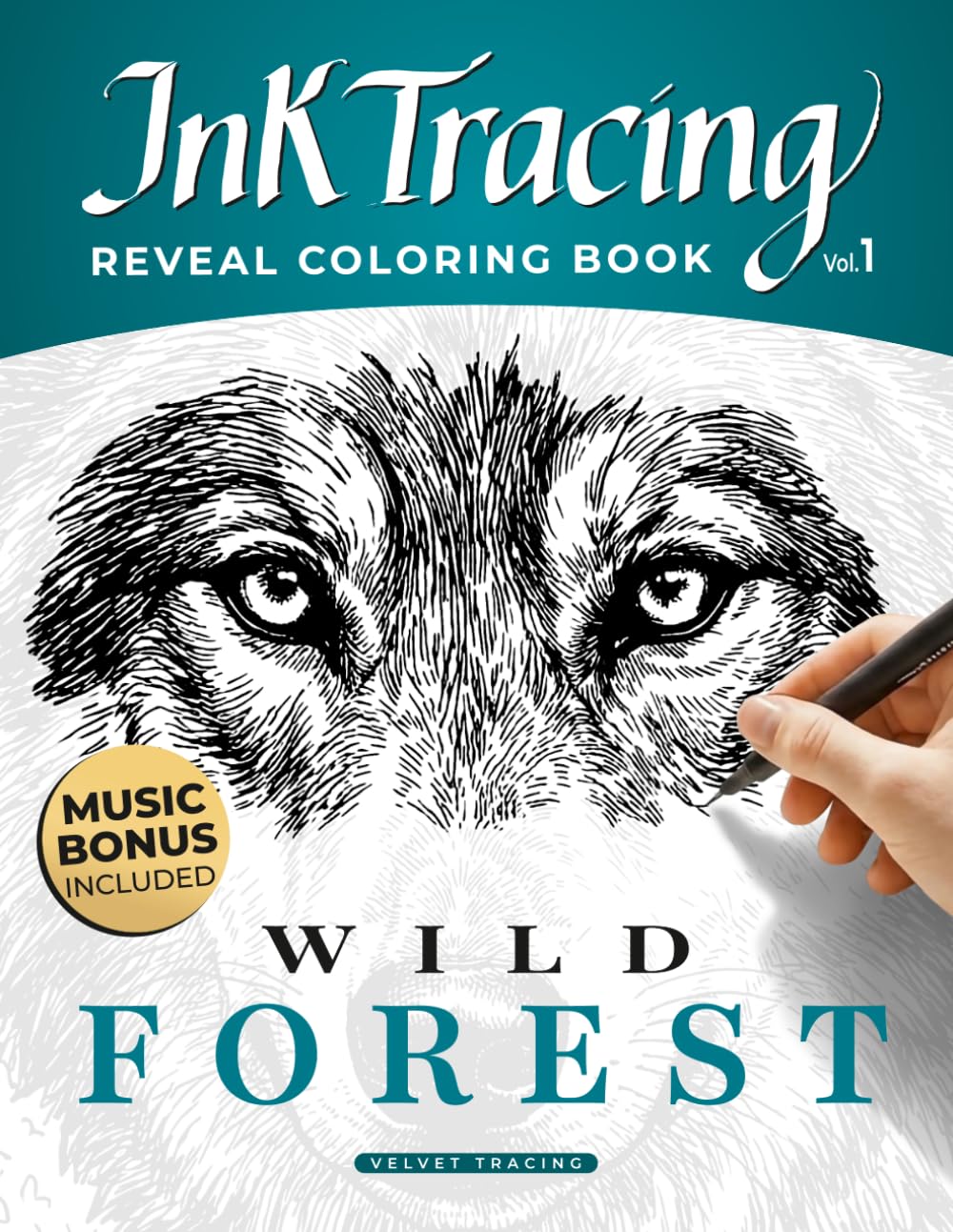 Ink Tracing Reveal Coloring Book | Wild Forest: 50 Nature & Wildlife Ink Illustrations to Trace and Reveal | Stress Relief Tracing Activity Book for Adults | Vol. 1