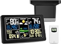 Digital Rain Gauge and Weather Station, Wireless Rain Gauge Outdoor, Home Weather Stations Wireless Indoor Outdoor with Thermometer, Barometer, Hygrometer, Atomic Clock, Weather Forecast and Alerts