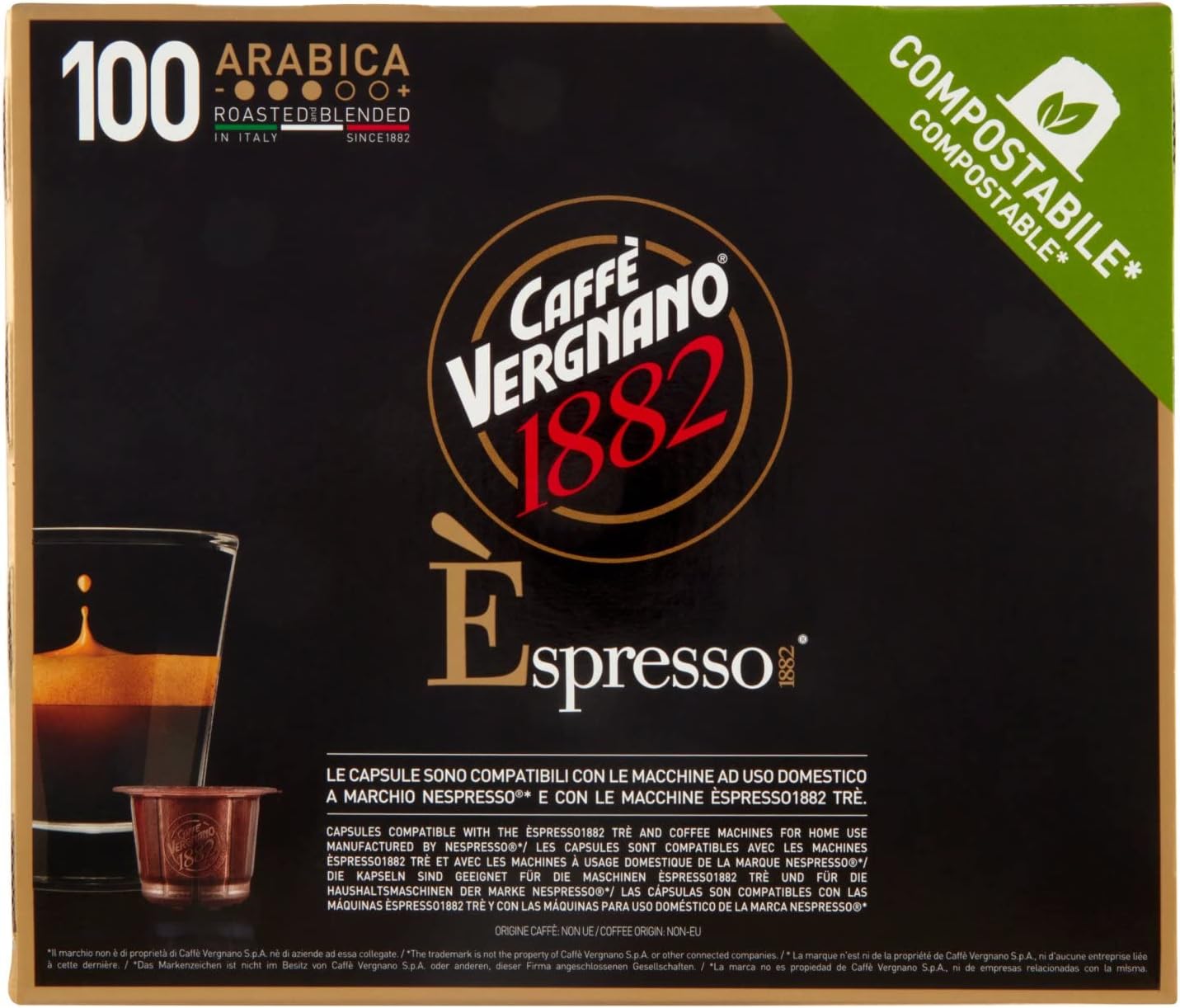 Caffè Vergnano 1882 Èspresso Capsule Compostabili Caffè Arabica