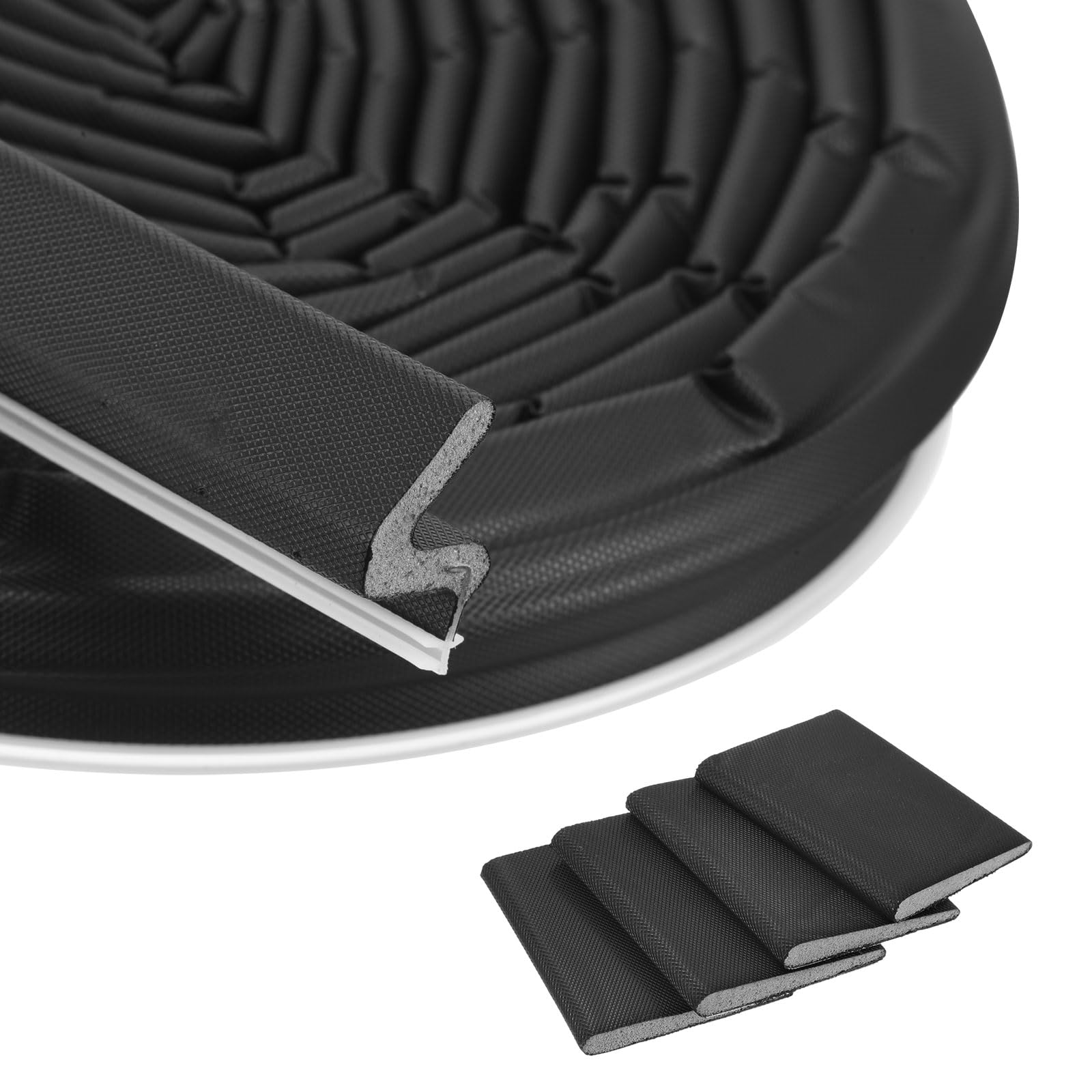 sourcing map Door Weather Stripping, 49.21 ft V-Shaped Kerf Front Exterior Door Frame Weather Stripping with 4 Corner Seals for Soundproof Entry Interior Frame Window Gap Filler, Black/Grey