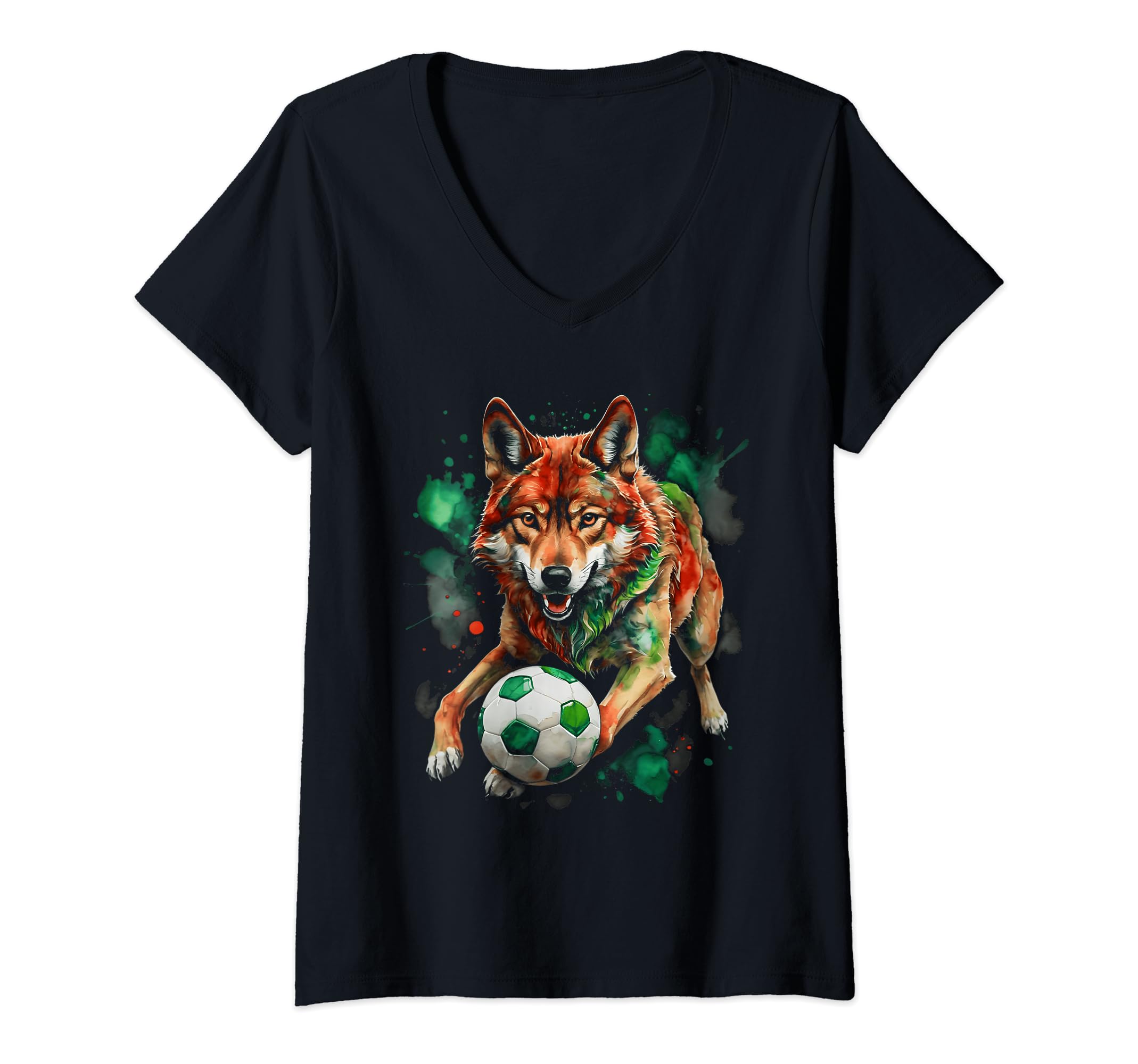 Womens Wolf Football Soccer Colorful Animal Art ...
