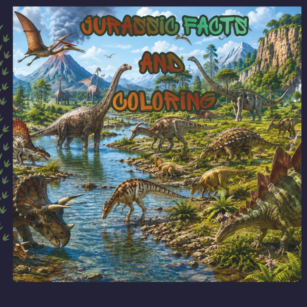 JURASSIC FACTS AND COLORING: A Knowledgeable, Fun Coloring Journey Through the Land of Dinosaurs
