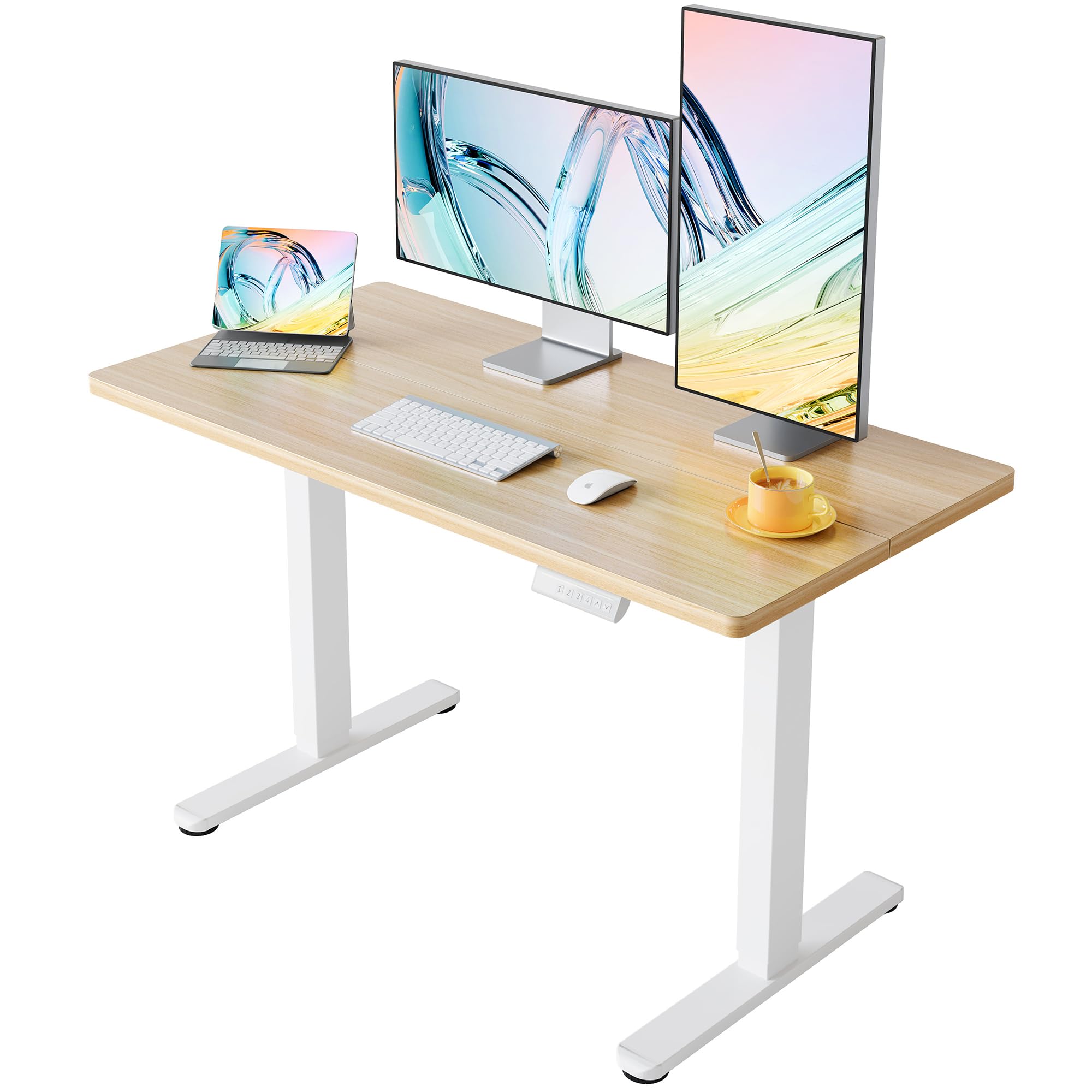 HUANUO Electric Standing Desk, 55 x 24 Inch Height Adjustable Computer Desk with Storage Bag, 4 Height Memory Settings, Sit Stand Up Desk for Home