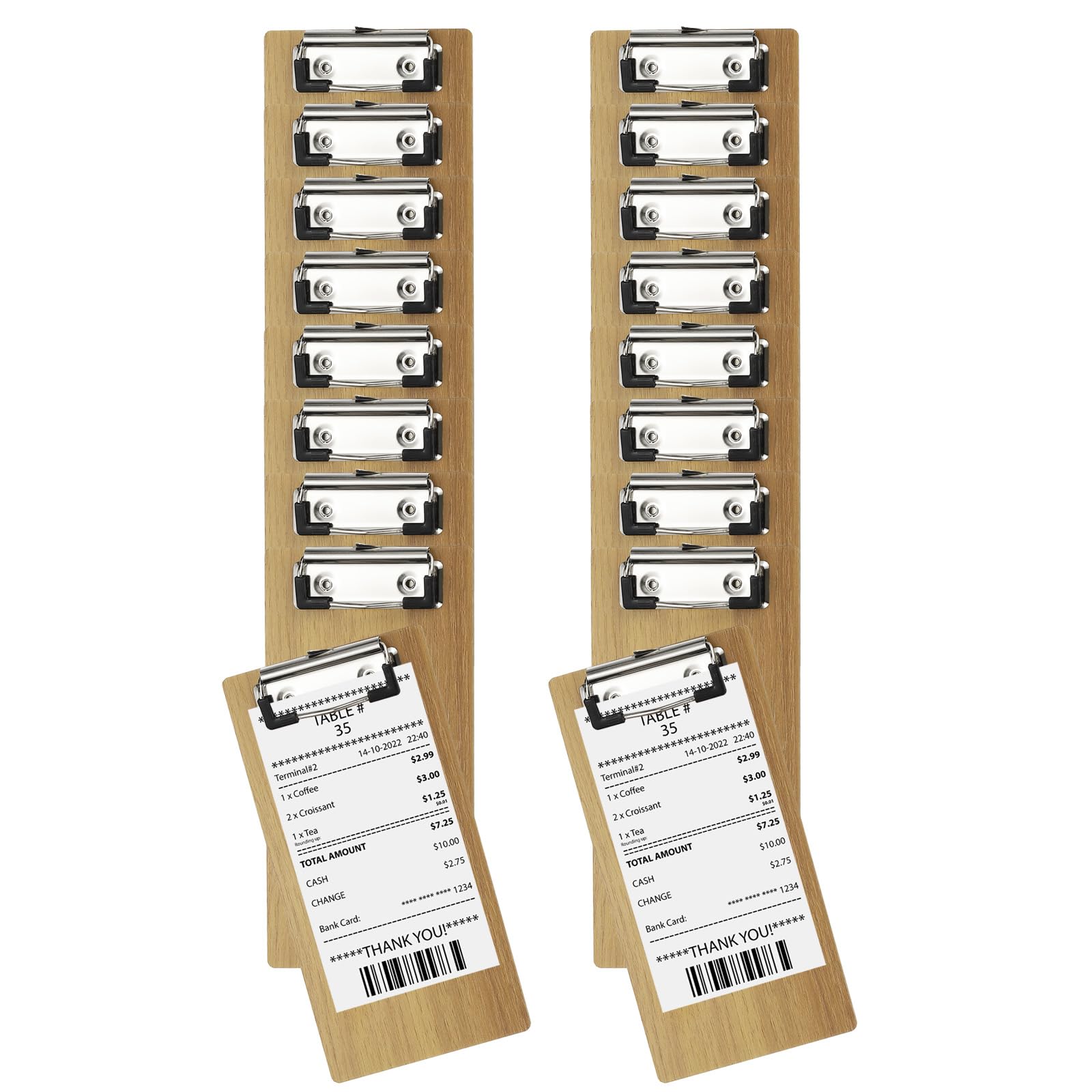 PATIKIL Porta Cuentas De Madera Para Cafeterías Y Restaurantes Bloc De Notas Para Camareros 8" X 4" (Marrón Claro) 20 Unidades