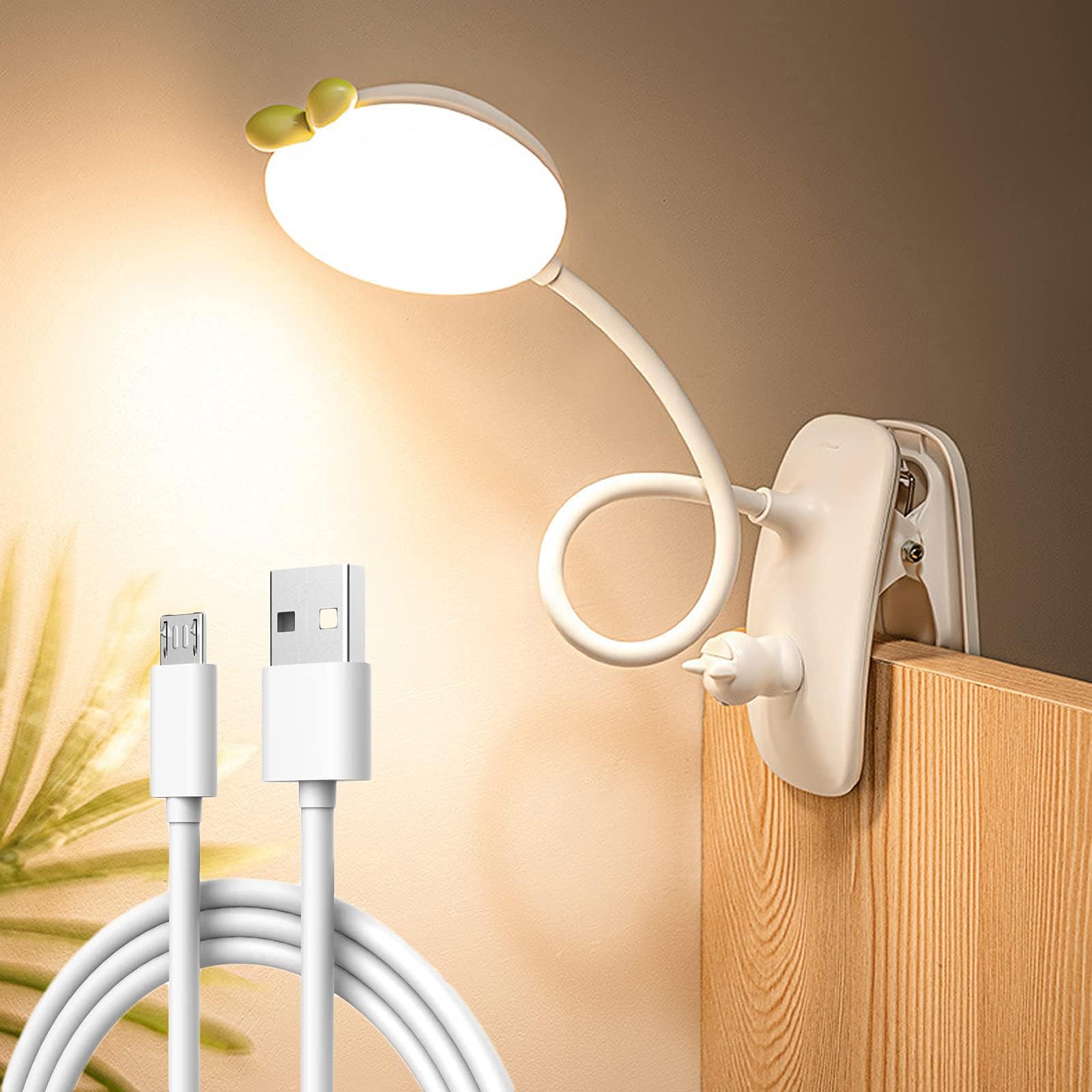 WOONEKY LED Klemmlampe USB - Flexible Schreibtischlampe Mit Schwanenhals