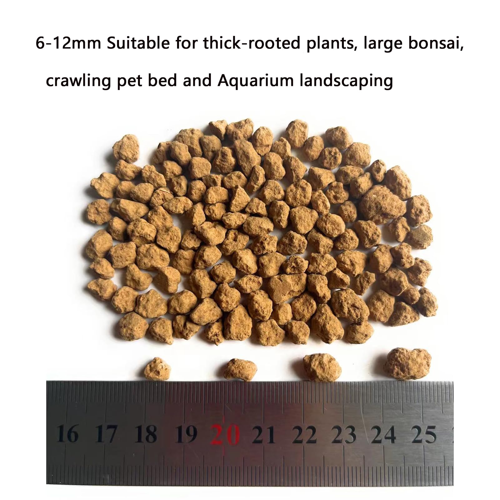 Sol akadama japonais super dur (6-12 mm, 14 l, environ 9,8 kg) utilisé pour les plantes succulentes, les cactus, les plantes de bonsaï, excellente rétention d'eau, litière rampante pour