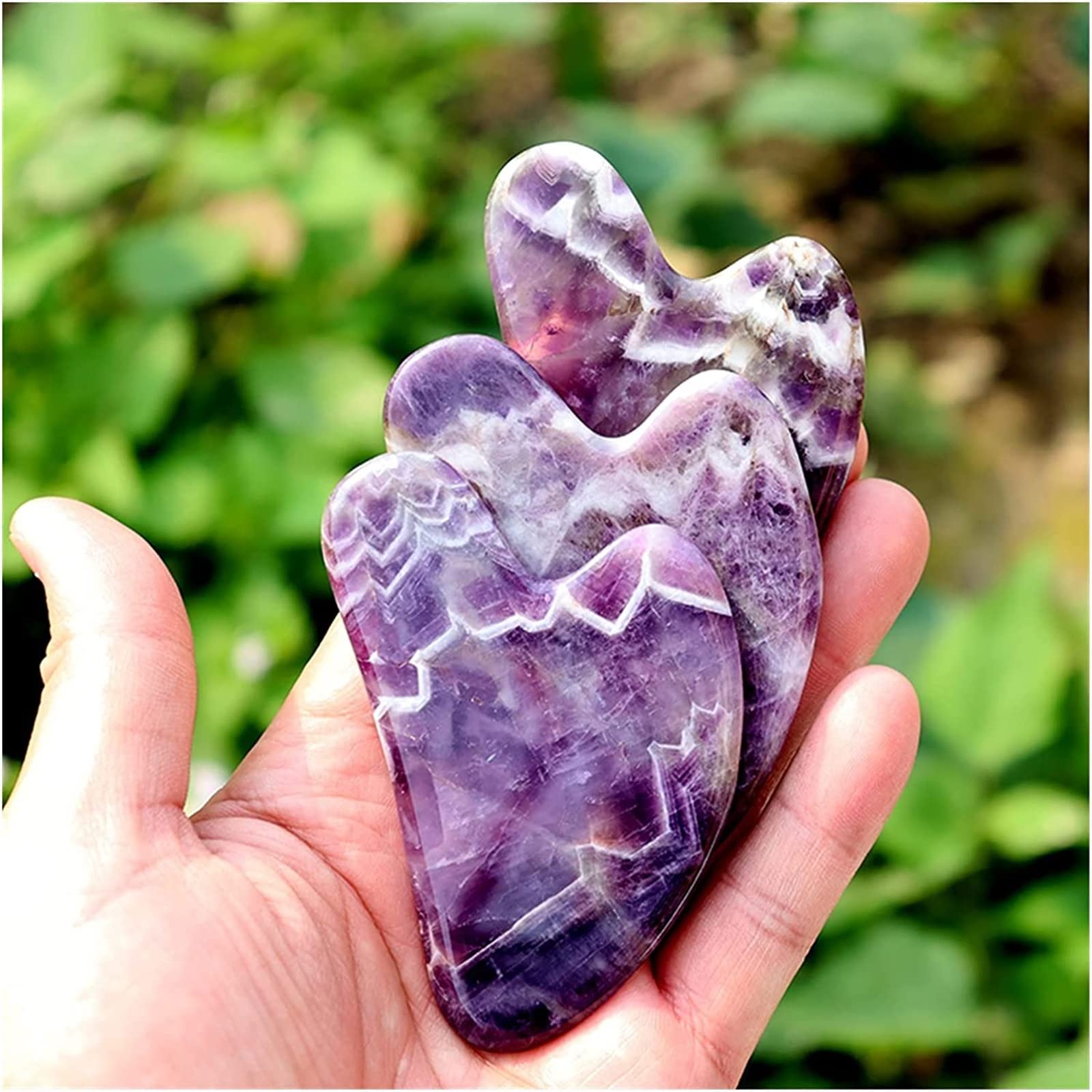 Amatista Piedra en bruto Cuidado de la cara Herramienta de masaje Rodillo de amatista Juego de masaje Gua Sha Masajeador de jade de cristal natural Facial Cuerpo Cuello Piel Belleza Desintoxicación In