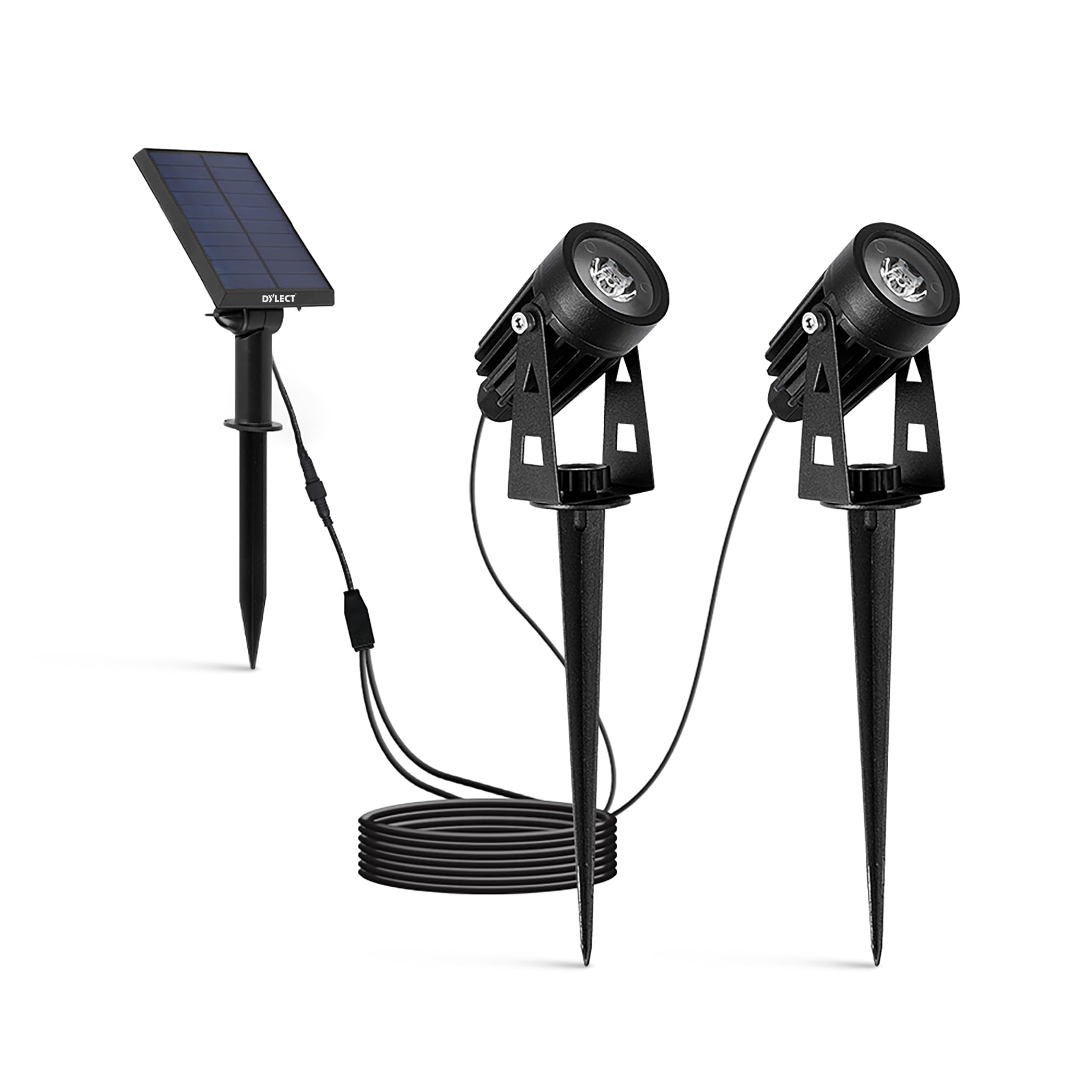 Dylect® Luxe Solar Garden Light for Garden, Resort/Hotel | Spot Light for Outdoor Plants, Balcony with Powerful Twin LED, Up to 8Hr Run-Time, IP44 Waterproof, Auto On-Off (Ground Mount, Cool White)