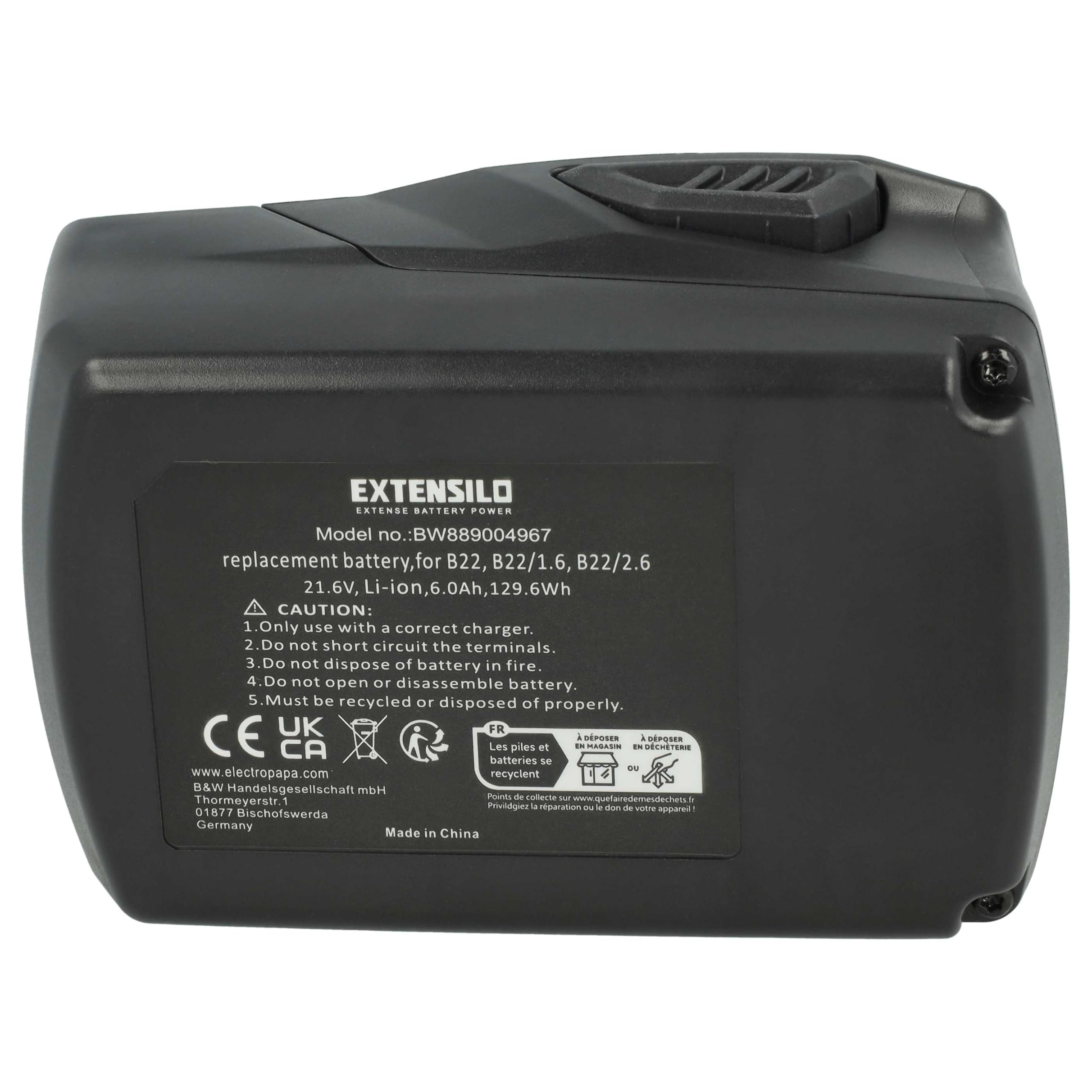 vhbw 2x batteria sostituisce Hilti B22/2.6, B22/3.3, B22/5.2, B22/8.0 per utensile elettrico (6000 mAh, Li-Ion, 21,6 V)