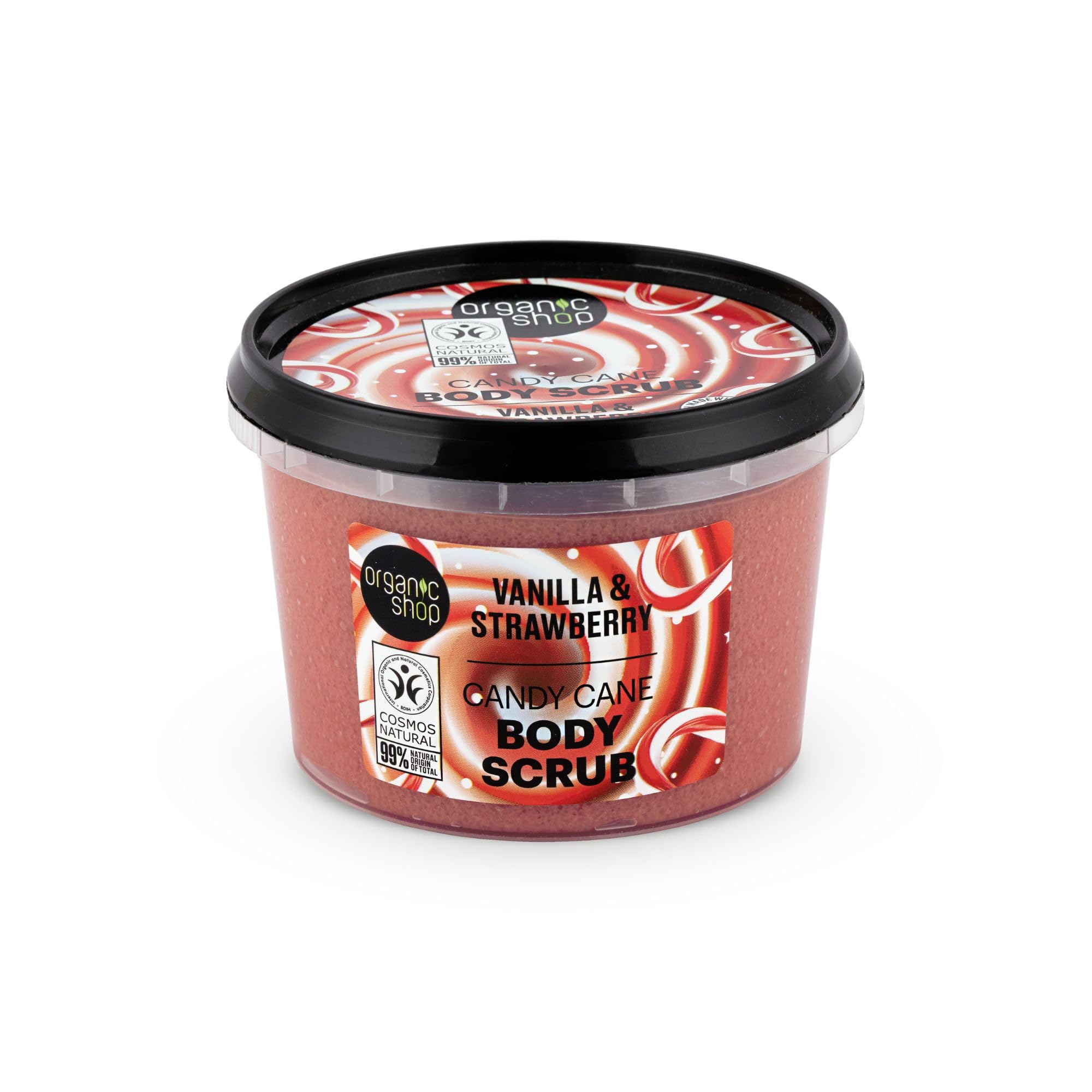 Organic Shop 250ml Body Scrub Candy Cane Vanilla & Strawberry