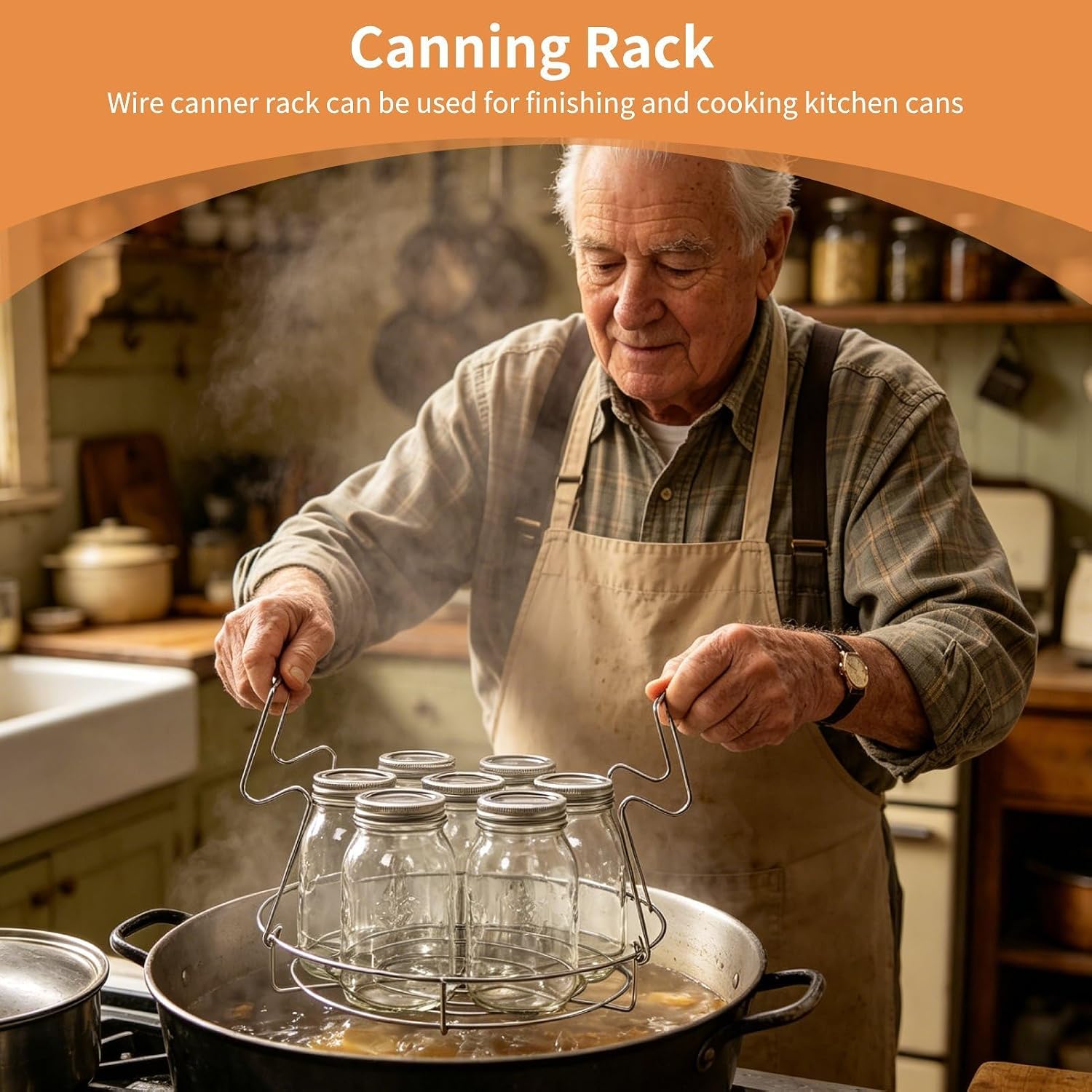 Canning Rack, Water Bath Canner Rack Stainless Steel Steamer Canning Jar Racks with Foldable Handles Canning Supplies for Mason Jars Ball Jars Home Kitchen image 2