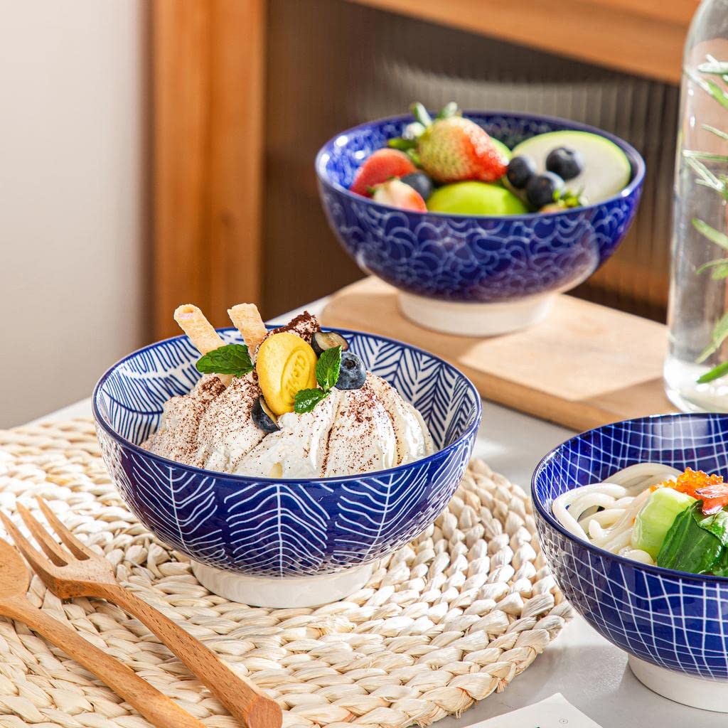 Ciotole Cereali 24oz Vancasso Bonbon Blu - Set Da 6 Pezzi, Lavabili