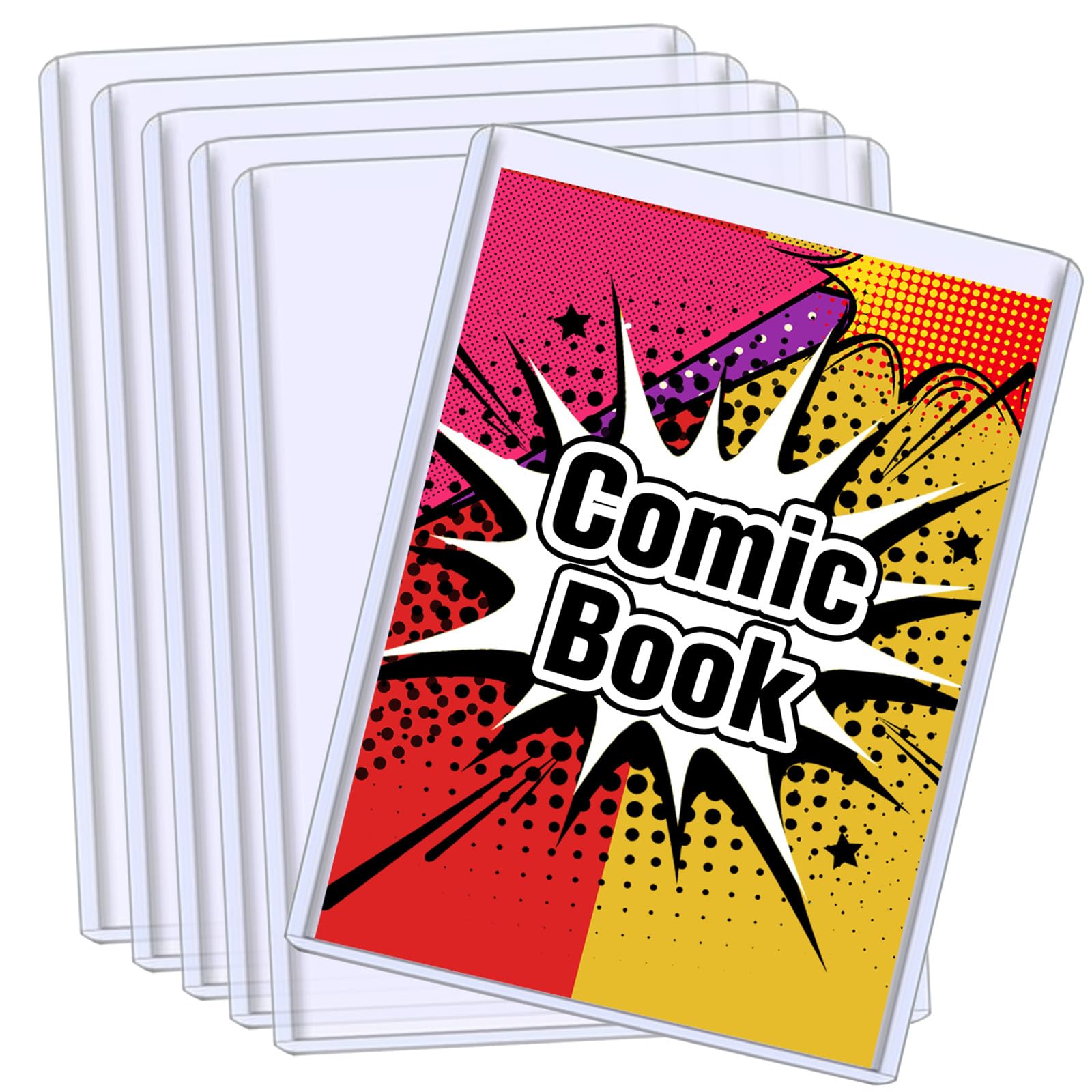 5PCS Comic Book Toploader, Premium PVC Hard Sleeves for Current/Silver Age Comics, 7.6x11 Inch Crystal Clear Protection, for Display & Storage Holder Comic Book Top Loader (5)