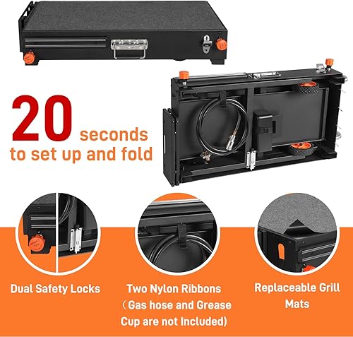 Miniatura 4 de Mesa de parrilla portátil para exteriores, carrito plegable sólido y resistente, soporte de parrilla Blackstone gran espacio, mesa Blackstone con