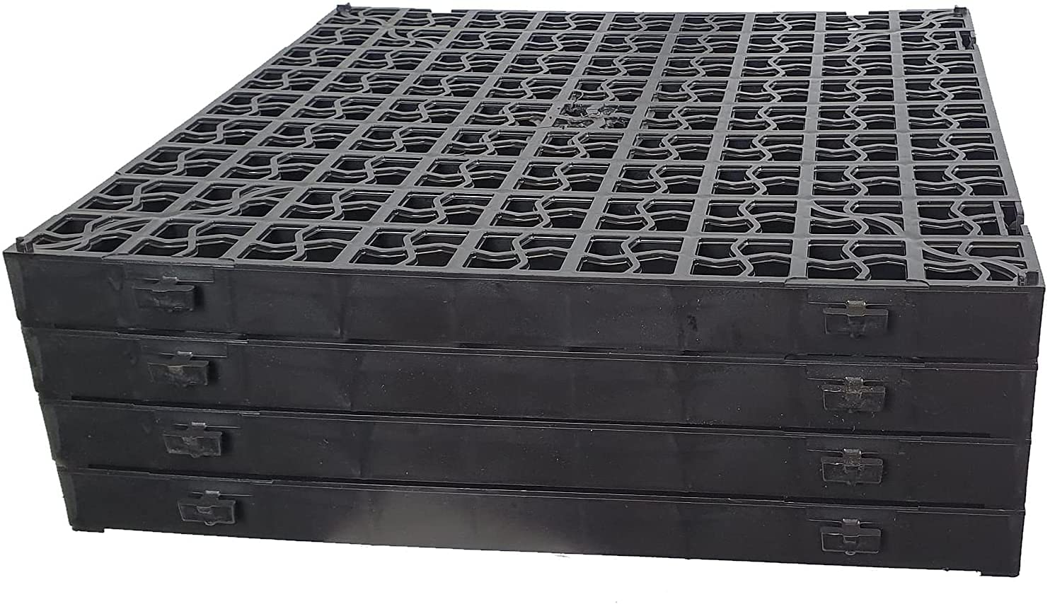 TRG 10-Pack x Black Plastic Grass & Gravel Driveway Grids – Heavy Duty Lawn, Garden Path, Parking Area, Shed & Greenhouse Base – Permeable Drainage & Ground Stabilisation Mats (2.5 Square Meter)