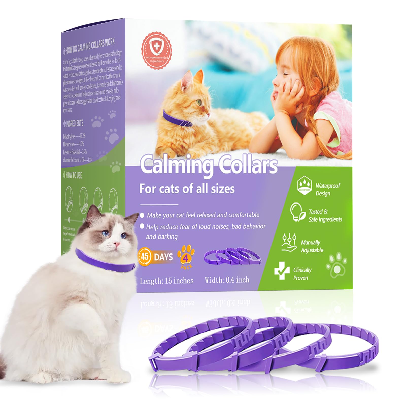 Calming Cat Collars Adjustable Soother Anxiety Relief & Stress