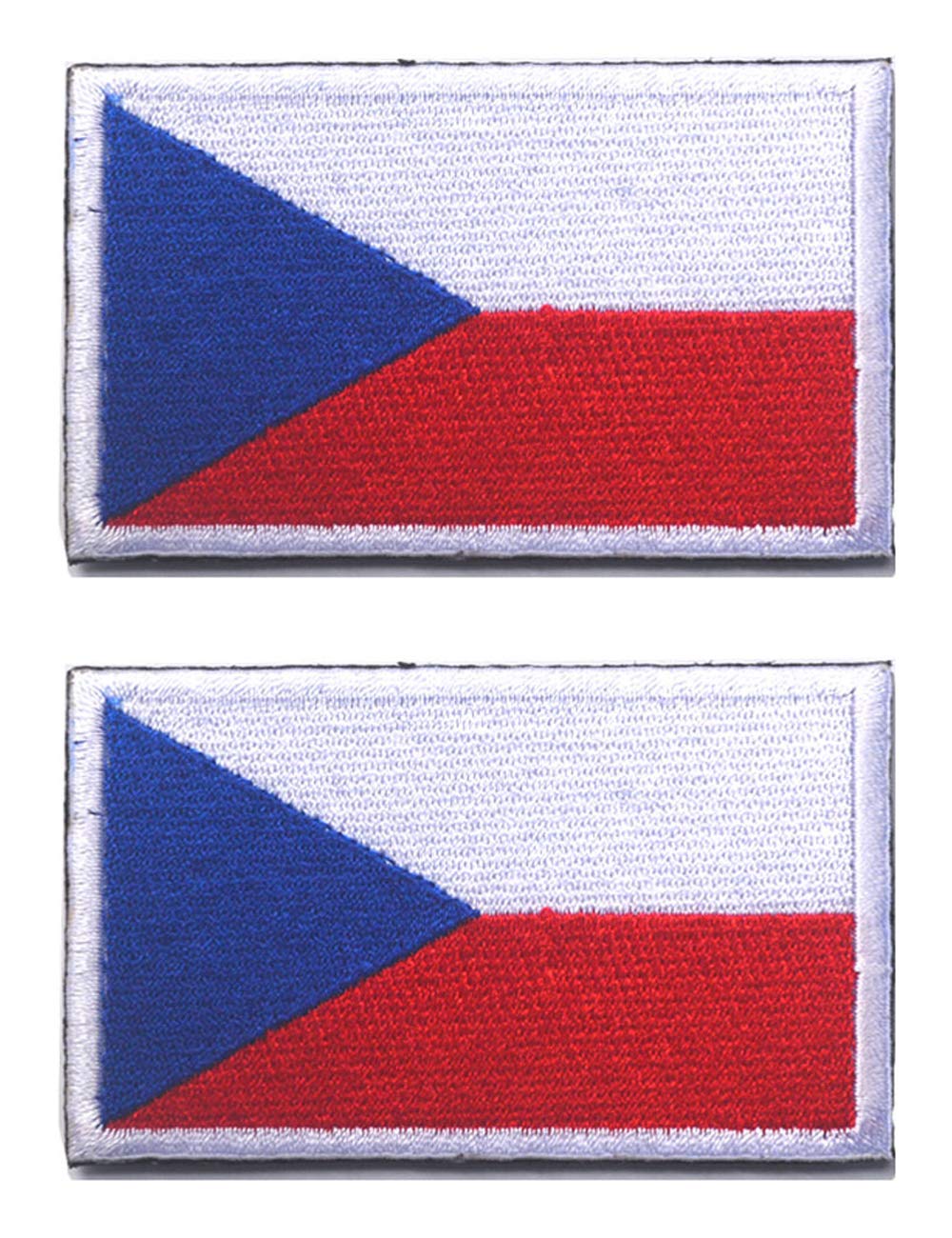 AliPlus 2 PCS Czech Flag Patches Embroidered Tactical Military Morale Patch Applique Fastener Hook and Loop