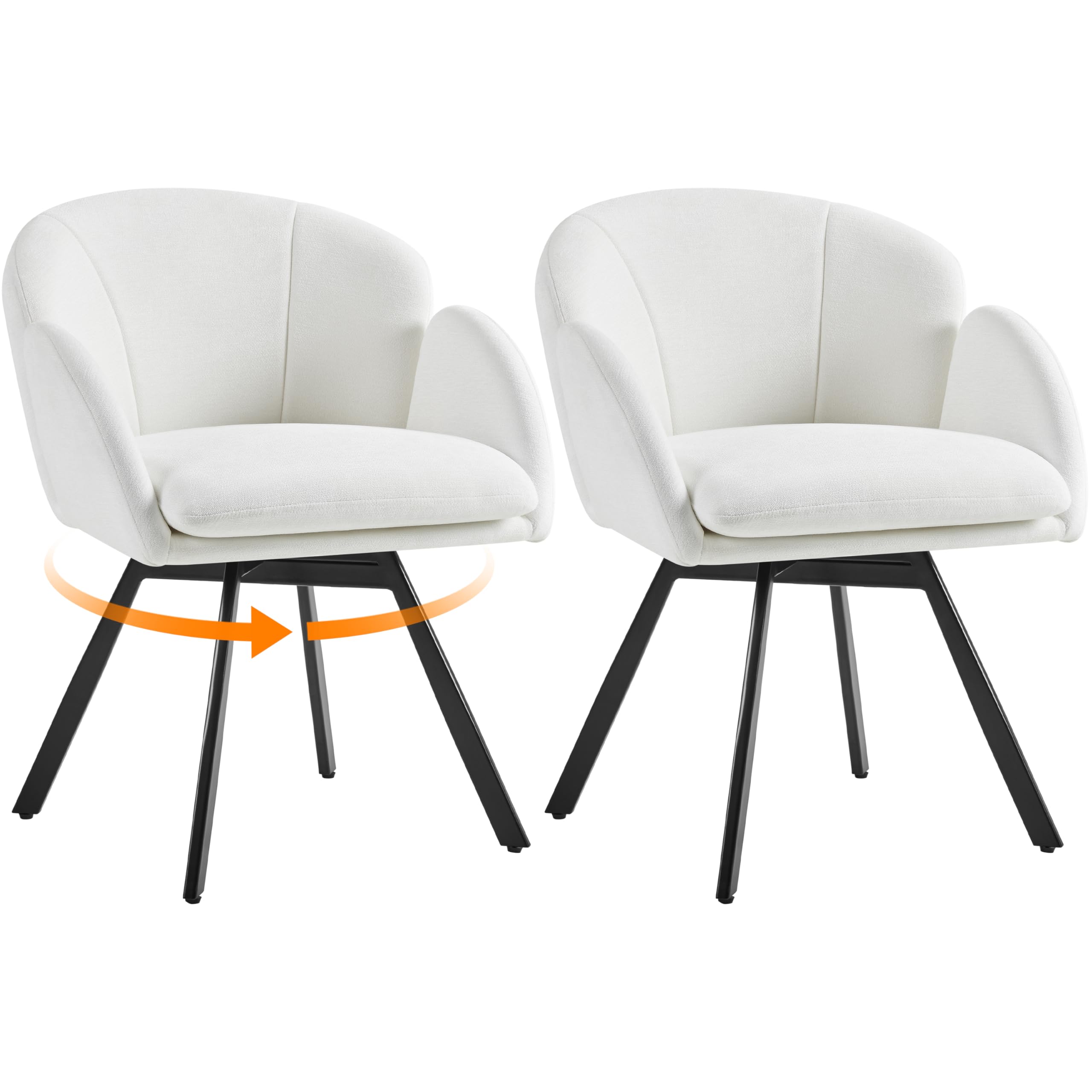costoffs Swivel Dining Chair Set of 2 Vanity Chair with Metal Legs, White