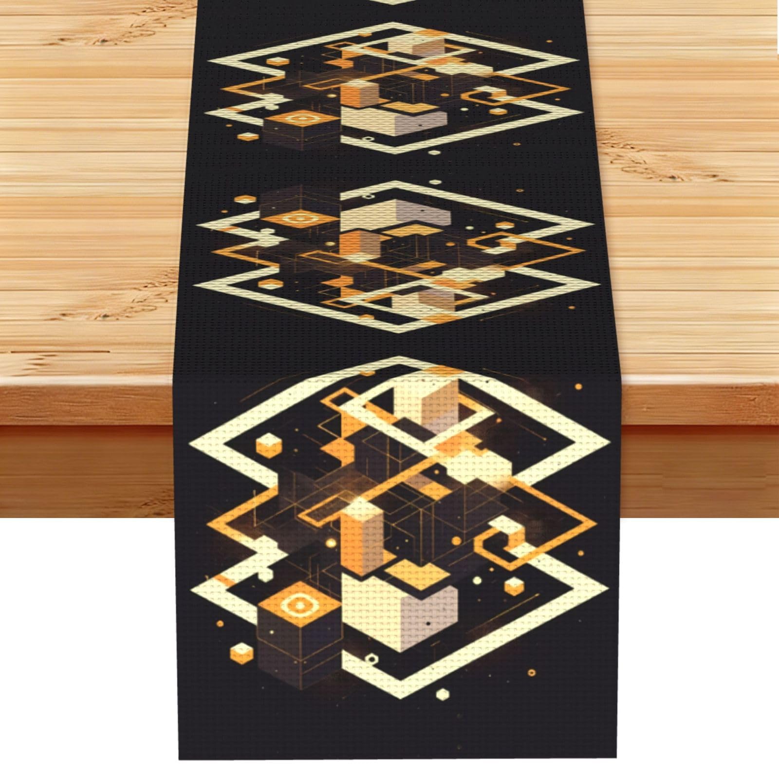 Simple Blocks Linen Feel Table Runner Wedding Party Home Decoration
