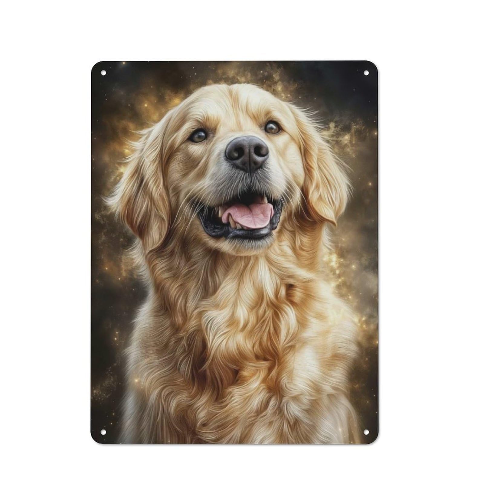 Junmoney Golden Retriever Portrait-1 Rustic Tin Sign 40X30cm Featuring Golden Retriever Portrait For Bar Or Restaurant, Seasonal Metal Wall Decor For Autumn Interiors