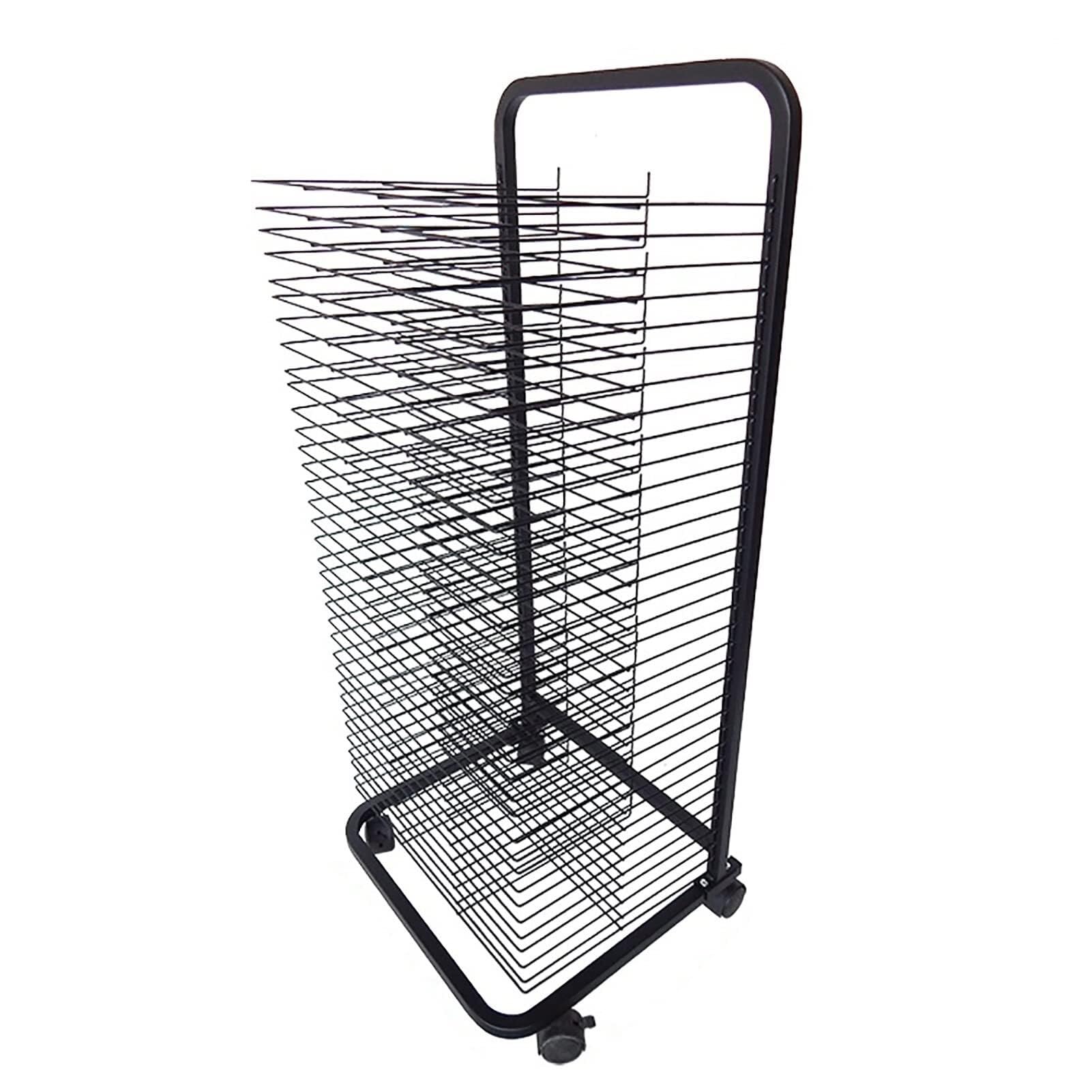 PPXCZZ Mobile Art Drying Rack with 20–35 Wire Shelves, Metal Rolling Painting Stand for Classroom & Studio Use, Black(35 Layers)