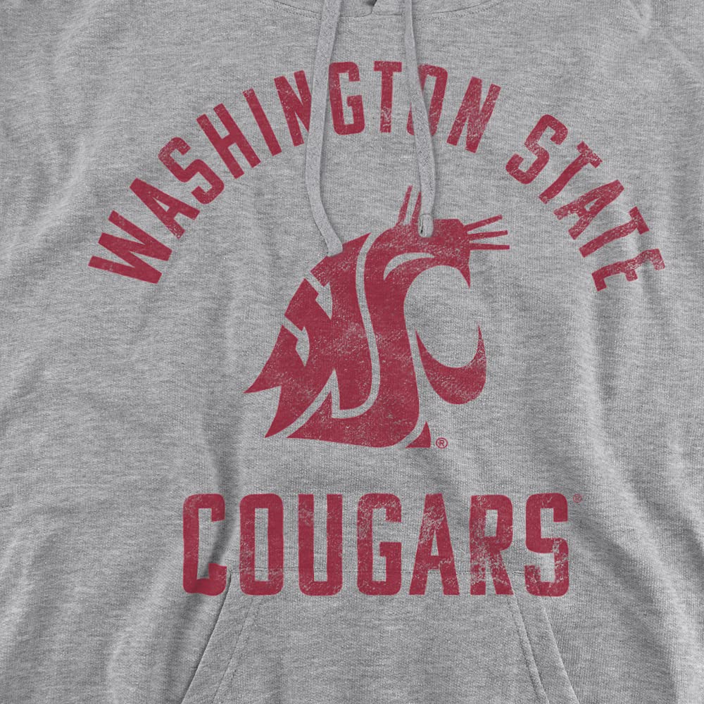 Washington State University Official One Color Logo Unisex Adult Pull-Over Hoodie,Athletic Heather, X-Large