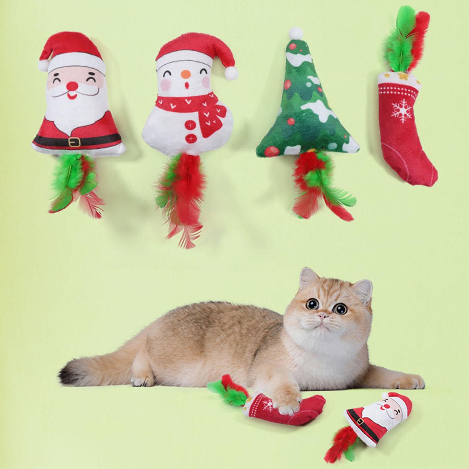 Shappy Weihnachtsspielzeug Für Haustiere – 5-teilig, Mit Weihnachtsmann, Ball, Baum, Quietschend, Für Katzen & Hunde